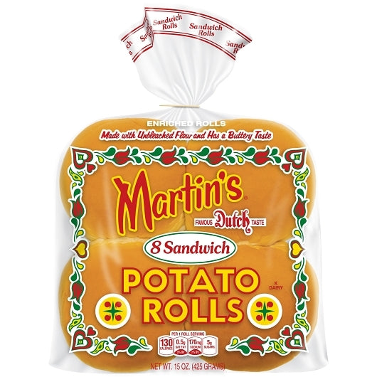 Martins 3.5" Sandwich Potato Rolls, 9 x 8 ct Case - Breads, Rolls & Buns