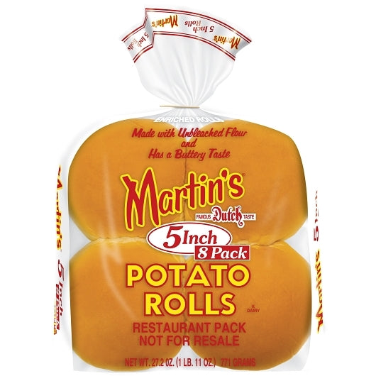 Martins 5" Potato Rolls, 4 x 8 ct Case - Frozen Potatoes Sides