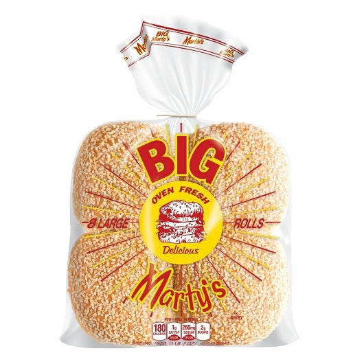 Martins Big Marty's 4" Seeded Hamburger Buns, 6 x 8 ct Case - Breads, Rolls & Buns