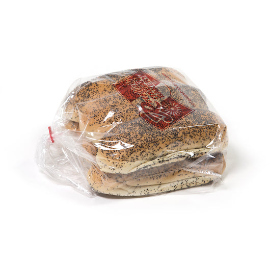 Rotellas Poppy Hinged & Sliced Poppy Seed Hot Dog Buns, 9 x 6 ct Case - Breads, Rolls & Buns