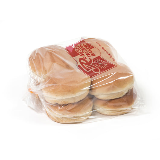 Rotellas Frozen White 4.5 Inch Hamburger Bun, 6 x 8 ct Case - Breads, Rolls & Buns