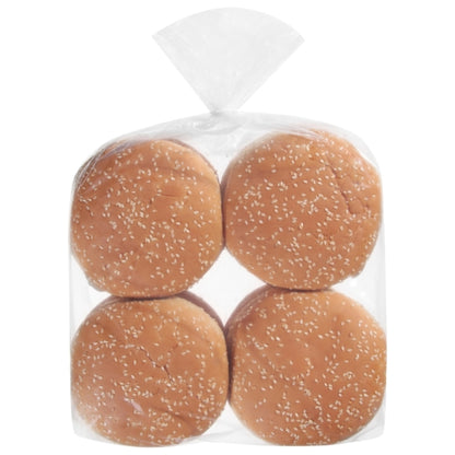 European Bakers 5 Inch Sliced Sesame Hamburger Bun, 8 x 28 oz Case - Breads, Rolls & Buns