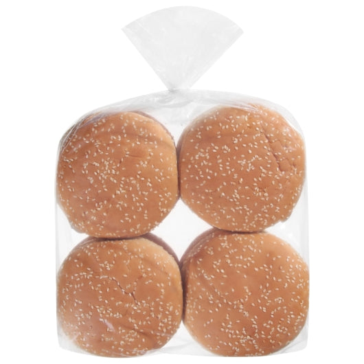 European Bakers 5 Inch Sliced Sesame Hamburger Bun, 8 x 28 oz Case - Breads, Rolls & Buns