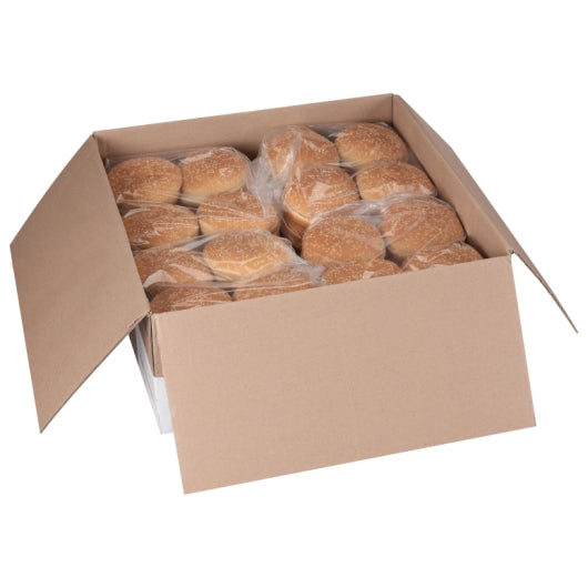 European Bakers 5 Inch Sliced Sesame Hamburger Bun, 8 x 28 oz Case - DOT product image 3
