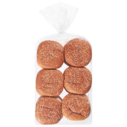 European Bakers 4 Inch Sliced Sesame Hamburger Bun, 8 x 12 ct Case - Breads, Rolls & Buns