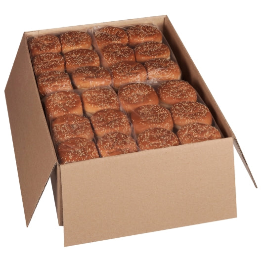 European Bakers 4 Inch Sliced Sesame Hamburger Bun, 8 x 12 ct Case - DOT product image 3