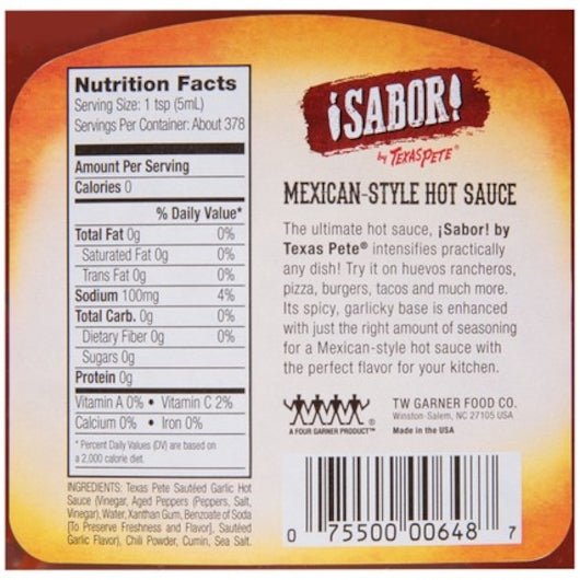 Texas Pete Mexican Style Hot Sauce Bulk, 4 x 0.5 GA Case - DOT product image 2