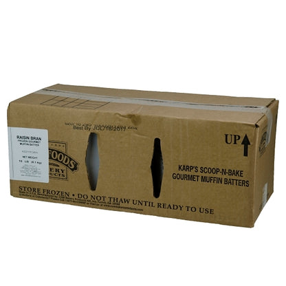 Baker and Baker Scoop-N-Bake Raisin Bran Muffin Batter, 2 x 9 lb Case - GS1 closed shipping case image