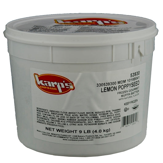 Karp's Scoop-N-Bake Lemon Poppy Muffin Batter, 2 x 9 lb Case - Bakery & Desserts