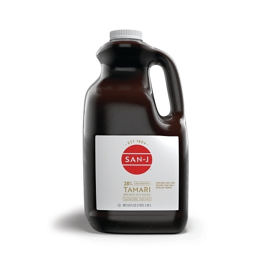 San-J International Reduced Sodium Tamari Soy Sauce, 6 x 64 fl oz Case - Condiments & Sauces