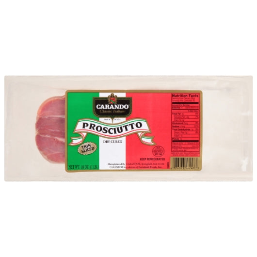 Margherita Carando Gas Flushed Sliced Prosciutto, 12 x 1.02 lb Case - Frozen Meat & Seafood