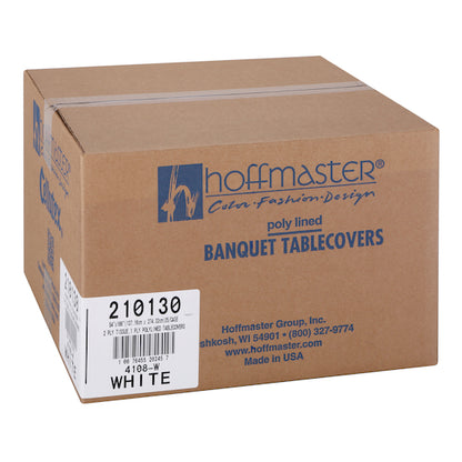 Hoffmaster Tablecover, Paper White 54x108 2 Ply Tissue 1 Ply Poly, 1 x 25 each Case - Plates Bowls