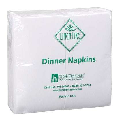 Hoffmaster Linen-Like 17 Inch X 17 Inch 1/8 Fold White Dinner Napkin, 75 per Pack, 4 x 75 each Case - Plates Bowls