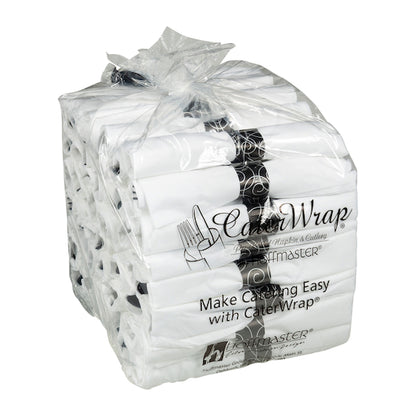 Hoffmaster Caterwrap Pre-Rolled White Napkin Heavy Weight Black Plastic Knife Fork Spoon Black Band, 2 x 50 ct Case