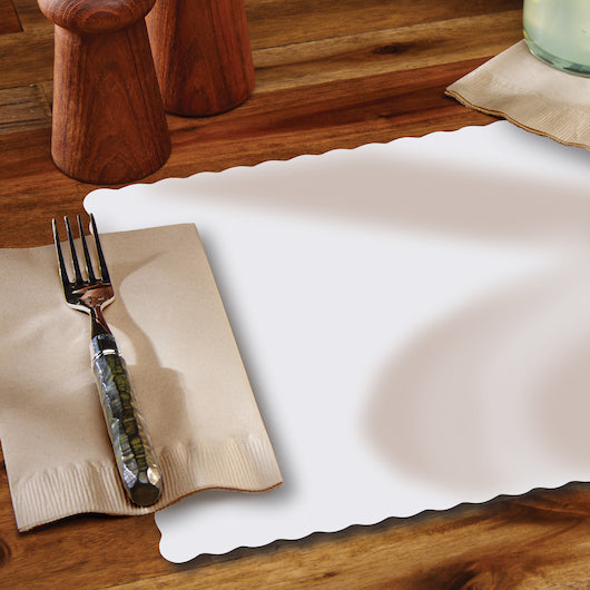 Hoffmaster 9.625 Inch X 13.5 Inch Classic Scallop White Paper Placemat, 1 x 1000 each Case - DOT product image 4