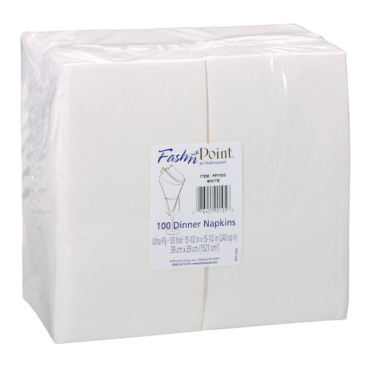 Hoffmaster Fashnpoint 15.5 Inch X 15.5 Ultra Ply 1/8 Fold Paper White Dinner Napkin, 8 x 100 each Case - Disposables