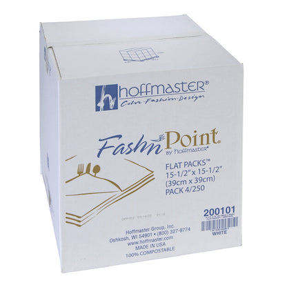 Hoffmaster Fashnpoint Flat Pack 15.5 Inch X 15.5 Inch White Point To Point Embossed Ultra Ply White Napkin, 4 x 250 each - DOT product image 2