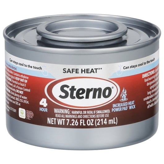 Sterno Four HOUR SAFE HEAT Wick CHAFING Dish FUEL W/Power Pad, 24 x 7.26 fl oz Case - Chafing Fuel & Catering Supplies