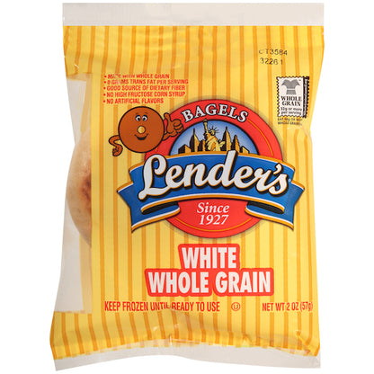 Lender's Individually Wrapped White Whole Grain Bagel, 1 x 72 ct Case - Breads, Rolls & Buns