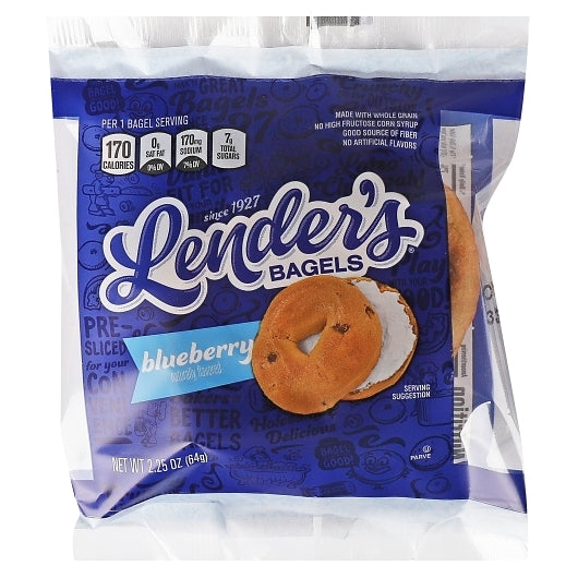 Lender's White Whole Grain Blueberry Bagels, 1 x 2.25 oz Case - Breads, Rolls & Buns