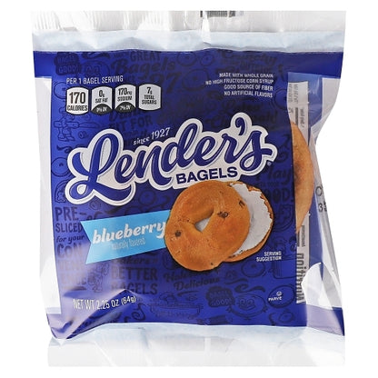 Lender's White Whole Grain Blueberry Bagels, 1 x 2.25 oz Case - Breads, Rolls & Buns