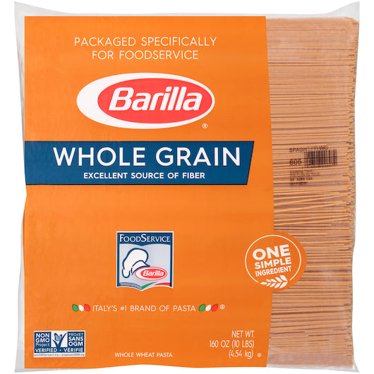 Barilla 100% Whole Grain Spaghetti Bulk, 2 x 160 oz Case - Pantry Ingredients