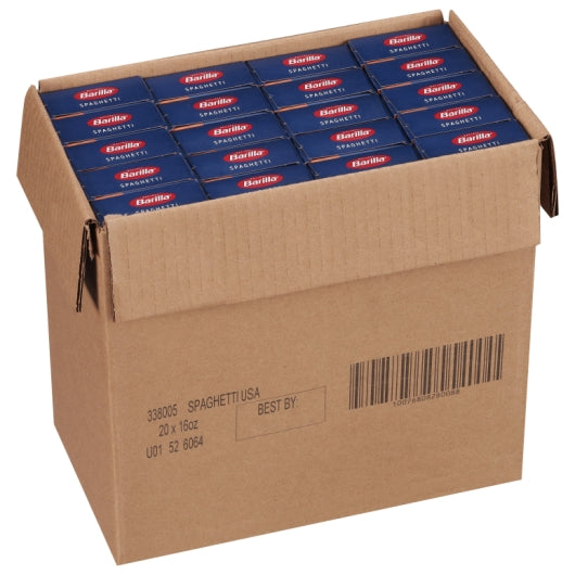 Barilla Spaghetti Pasta, 20 x 16 oz Case - GS1 open-case image