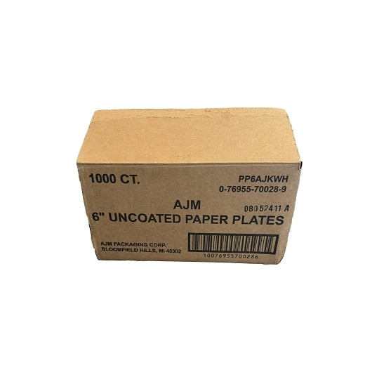 AJM Packaging Corporation 6 Inch White Uncoated Paper Plate, 1 x 1000 ct Case - DOT product image 4