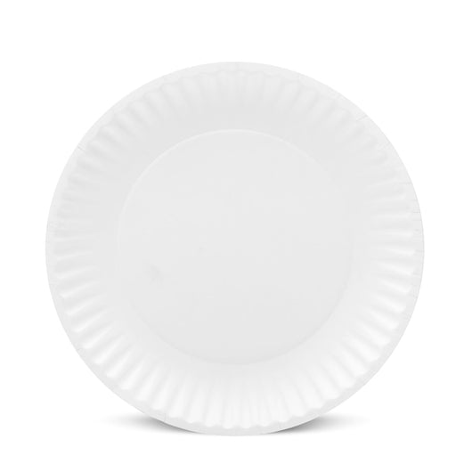 AJM 9 Inch White Uncoated Paper Plate, 1000 x 9 IN Case - Disposables