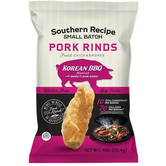 Southern Recipe Small Batch Korean Kimchi Bbq Pork Rinds, 12 x 4 oz Case - Meat, Poultry & Seafood