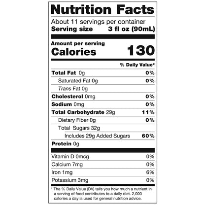 Tropics Peach Drink Mix, 12 x 32 fl oz Case - Nutrition facts label