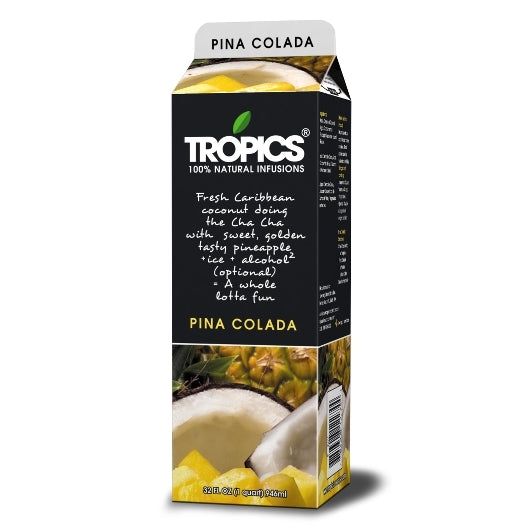 Tropics Pina Colada Drink Mix, 12 x 32 fl oz Case - Alternate product angle or state