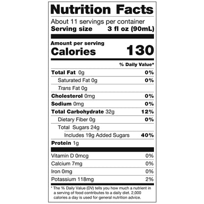 Tropics Orange Pineapple Drink Mix, 12 x 32 fl oz Case - Nutrition facts label