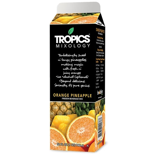 Tropics Mixology Orange Pineapple Drink Mix, 12 x 32 fl oz Case - Frozen Fruit