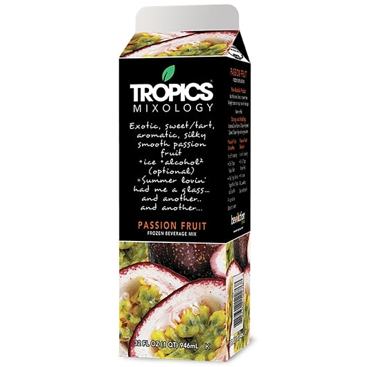 Tropics Mixology Passion Fruit Drink Mix, 12 x 32 fl oz Case - Frozen Fruit