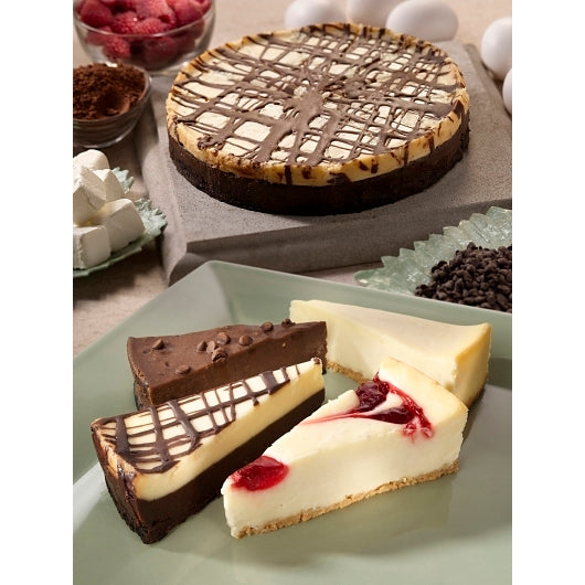 Alden Merrell Desserts 8" Assorted Cheesecakes: NY Vanilla, Raspberry Swirl, Silk Tuxedo & Chocolate Chip, 4 x 30 oz - DOT product image 3