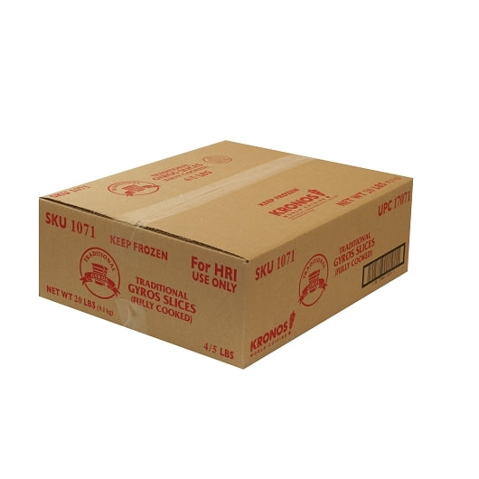 Kronos Frozen Gyrokone Fully Cooked Traditional Gyro Slices, 4 x 5 lb Case - Frozen Meat & Seafood