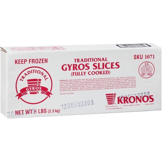 Kronos Frozen Gyrokone Fully Cooked Traditional Gyro Slices, 4 x 5 lb Case - DOT product image 2