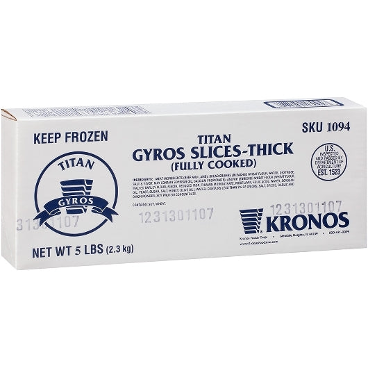 Kronos Frozen Gyrokone Gyro Titan Thick Slices Fully Cooked, 4 x 5 lb Case - Frozen Meat & Seafood
