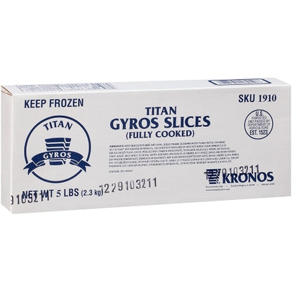 Kronos FrOZen Gyrokone Gyro Titan Slices Fully Cooked, 4 x 5 lb Case - Frozen Meat & Seafood