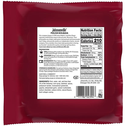 Johnsonville Sausage Fully Cooked Skinless Polish Kielbasa Pork Sausage Links, 10 x 14 oz Case - DOT product image 4
