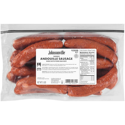 Johnsonville Smoked Andouille 6 INCH NATURAL CASING ANDOUILLE PORK SAUSAGE LINKS, 2 x 5 lb Case - DOT product image 3