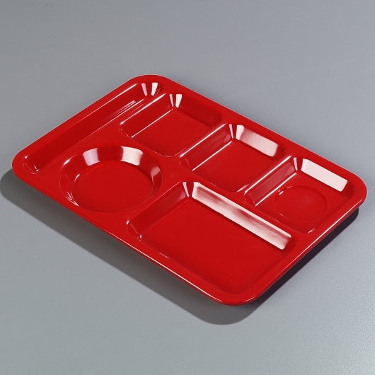 Carlisle Foodservice 6 Compartment Left Handed 10x14" Red, 1 x 24 each Case - Cookware & Bakeware