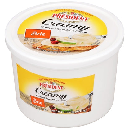 President Creamy Brie Gourmet Spreadable Cheese, 2 x 3.25 lb Case - Cheese & Dairy