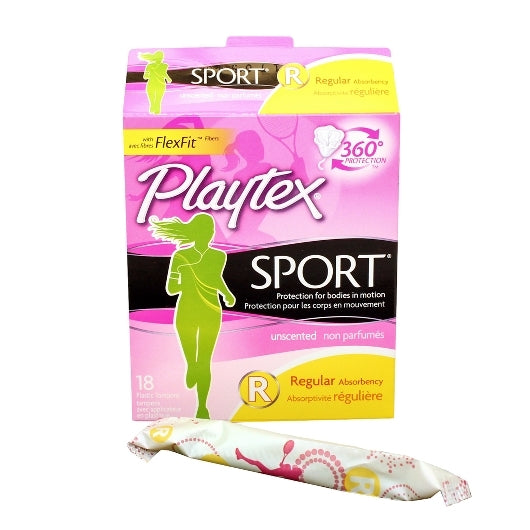 Playtex Sport Regular Unscented Plastic Tampons, 12 x 18 ct Case - Health & Personal Care