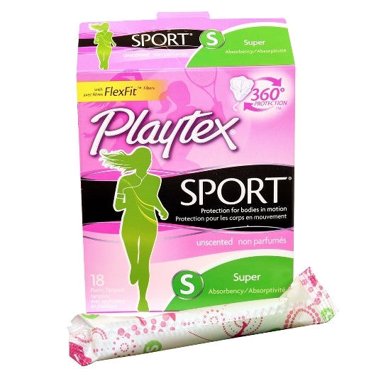 Playtex Sport Plastic Super Unscented, 2 x 6 x 18 ct Case - Health & Personal Care