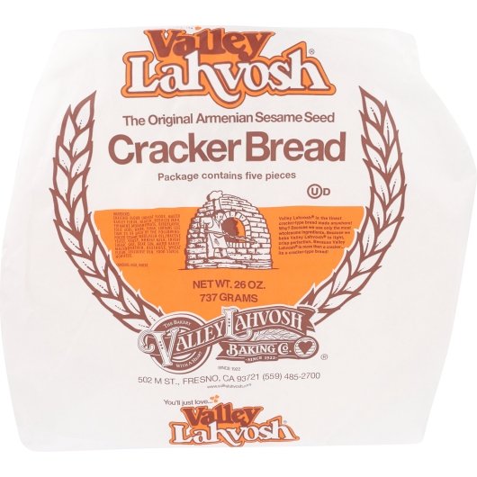 Valley Lahvosh 15" Original Crackerbread Rounds, 5 x 26 oz Case - Breads, Rolls & Buns