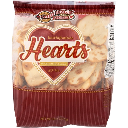 Valley Lahvosh Crackerbread Hearts Original Deli Bags, 12 x 8 oz Case - Crackers & Grahams