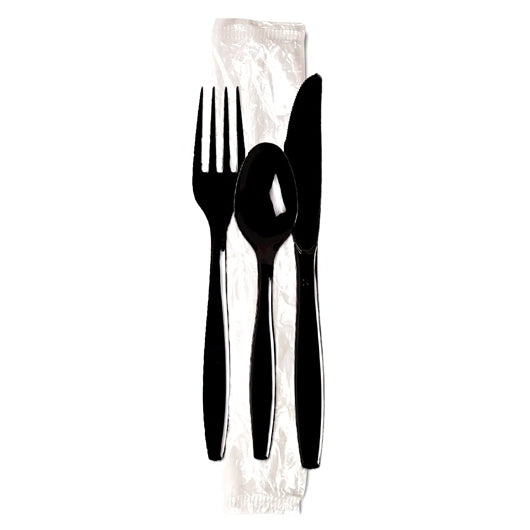 Dixie Heavy Weight Black Individually Wrapped Cutlery Kit - Plastic Knife, Fork, and Teaspoon, 1 x 250 ct Case - DOT product image 6