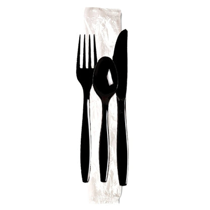Dixie Heavy Weight Black Individually Wrapped Cutlery Kit - Plastic Knife, Fork, and Teaspoon, 1 x 250 ct Case - DOT product image 6